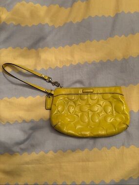 Coach Yellow Patent Leather Wristlet Clutch